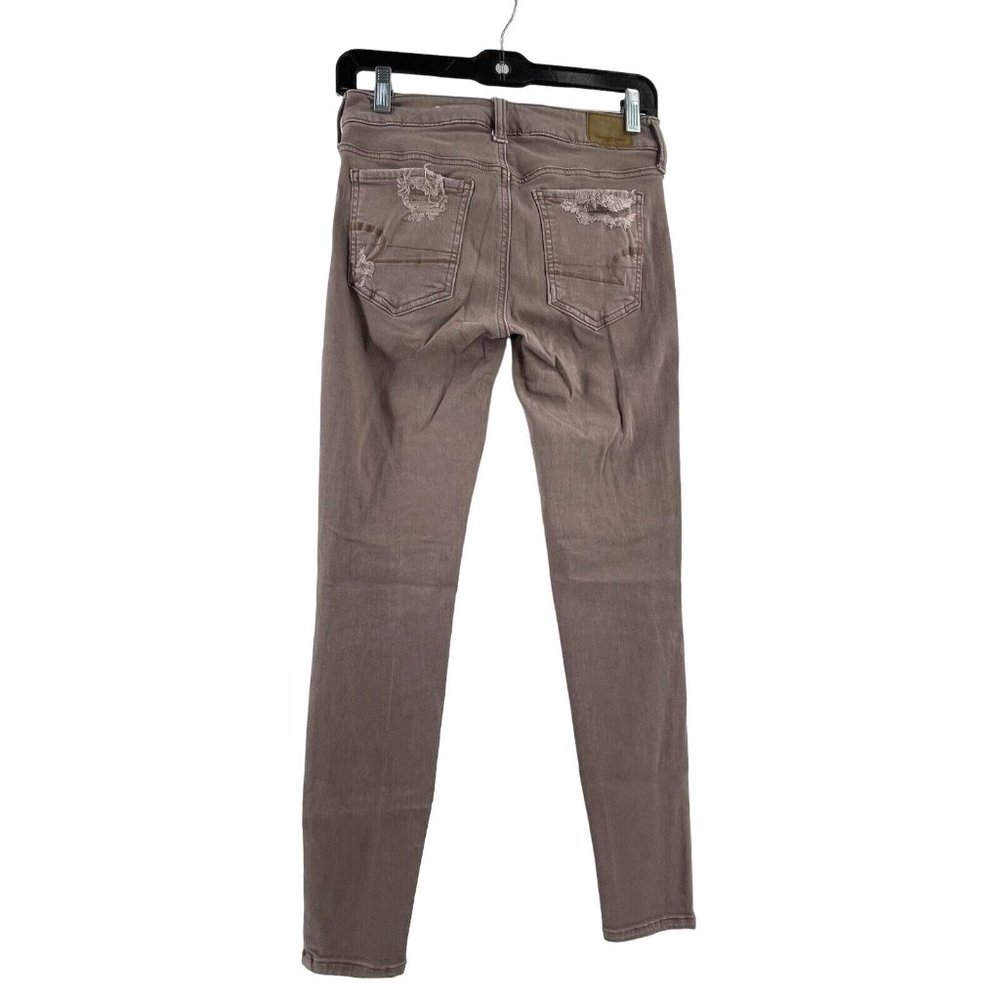 American Eagle Super Stretch X Mid-Rise Distressed Brown Jegging Women's Size 2 - Picture 3 of 9